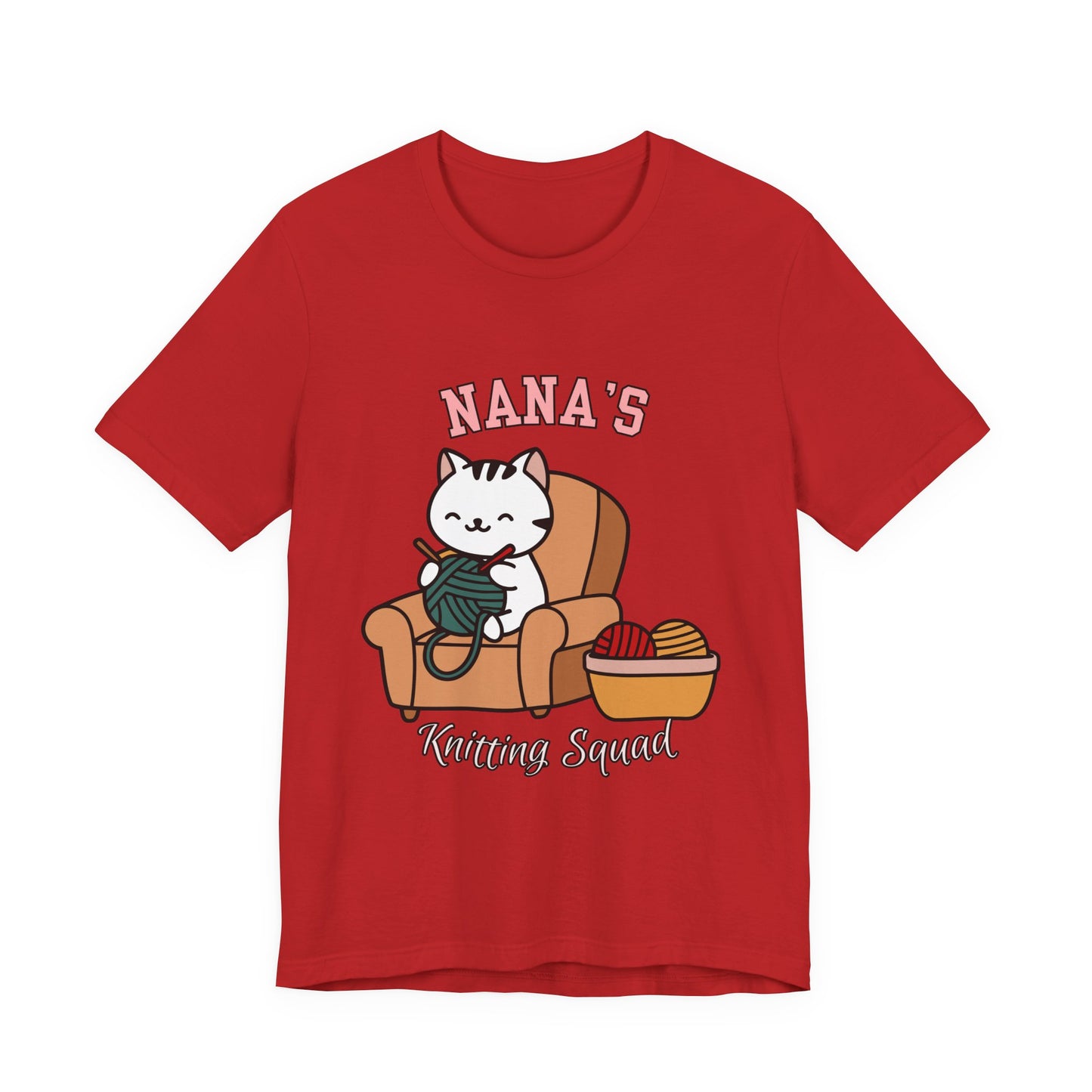Nana's Knitting Squad Unisex Tee, Cozy Gift, Knitting Lover Shirt, Cat Lover Style, Cute Crafting Apparel, Fun Gift for Grandma