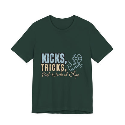 Playful Graphic Tee for Fun Lovers, Kicks Tricks T-Shirt, Unisex Casual Wear, Perfect Gift for Friends, Ideal for Parties, Celebrations