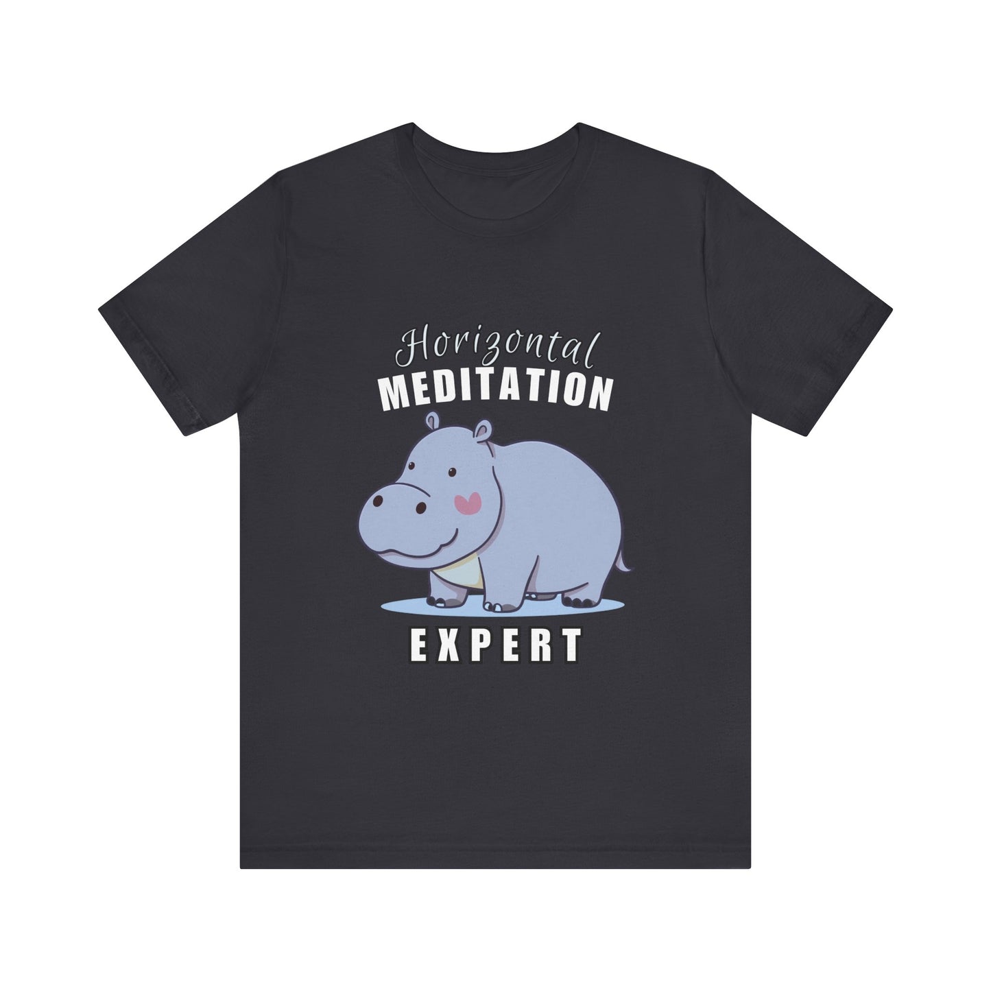 Hippo Horizontal Meditation Expert Tee - Fun Unisex Jersey Shirt for Relaxation, Gift for Yogis, Casual Wear, Mindfulness, Animal Lover