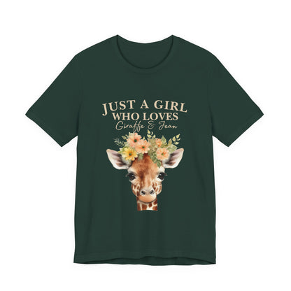 Just a Girl Who Loves Giraffes Tee, Cute Animal Lover Gift, Summer Casual Fashion, Birthday Tee, Nature Enthusiast Shirt