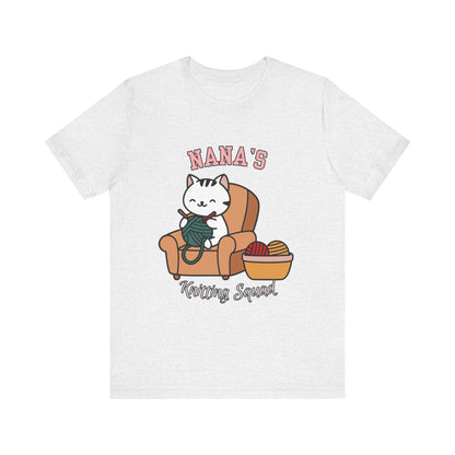 Nana's Knitting Squad Unisex Tee, Cozy Gift, Knitting Lover Shirt, Cat Lover Style, Cute Crafting Apparel, Fun Gift for Grandma