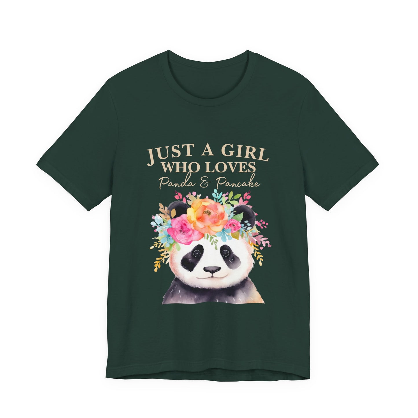 Adorable Panda Lover Tee - Just a Girl Who Loves Pandas & Pancakes, Cute Animal Shirt, Gift for Panda Fans, Casual Wear, Summer Top