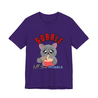 Thanksgiving Cat T-Shirt - Gobble till You Wobble Tee, Cute Graphic Tee, Unisex Casual Top, Thanksgiving Gift, Holiday Apparel