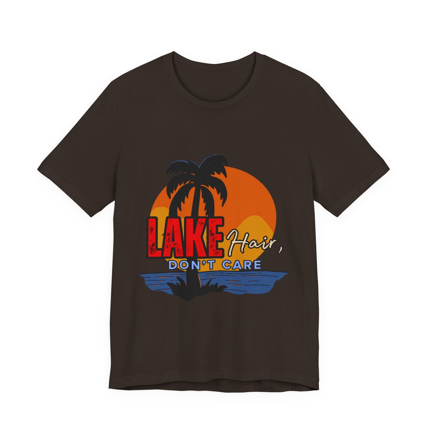Lake Hair Don't Care Short Sleeve Tee, Summer T-Shirt, Vacation Shirt, Beachwear, Casual Outfit, Gift for Lake Lovers
