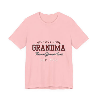 Vintage Soul Grandma Tee - Forever Young Heart, Birthday Gift, Family Reunion, Mothers Day Gift, Cute Grandma Shirt