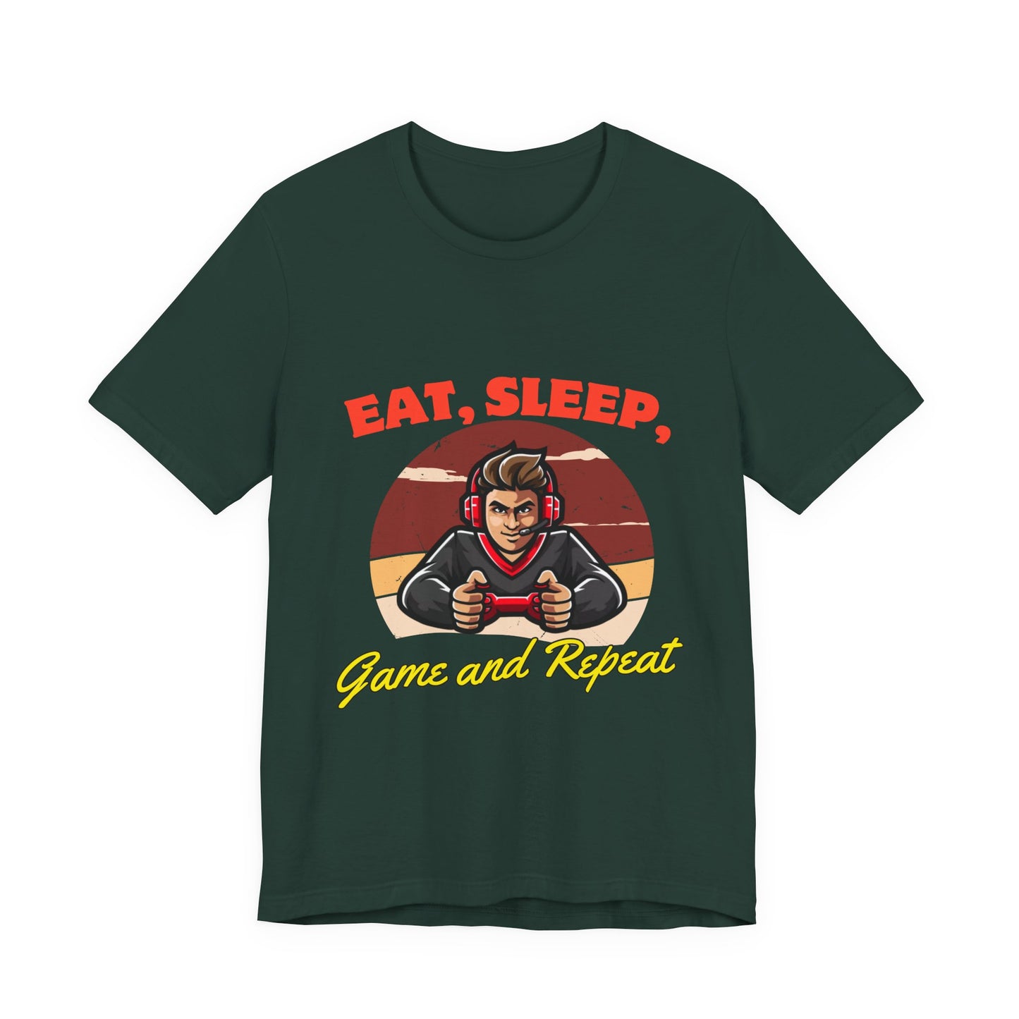 Gamer Lifestyle Tee - Eat, Sleep, Game & Repeat, Perfect for Gamers, Birthday Gift, Casual Wear, Gamer Apparel, Gaming Merchandise