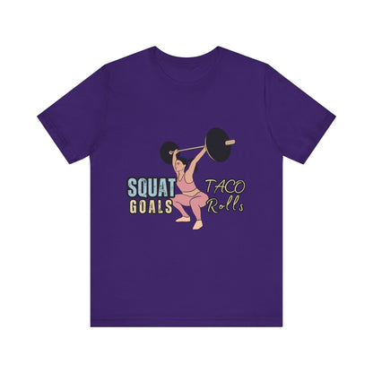 Squat Goals Unisex Jersey Tee, Funny Workout Shirt, Fitness Gift, Gym Apparel, Weightlifting Top, Motivational Tee