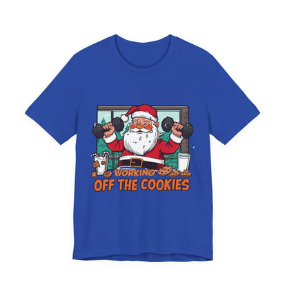 Santa Claus 'Working Off the Cookies' Tee | Christmas Funny T-Shirt |  Cookies Lover Gift | Holiday Apparel