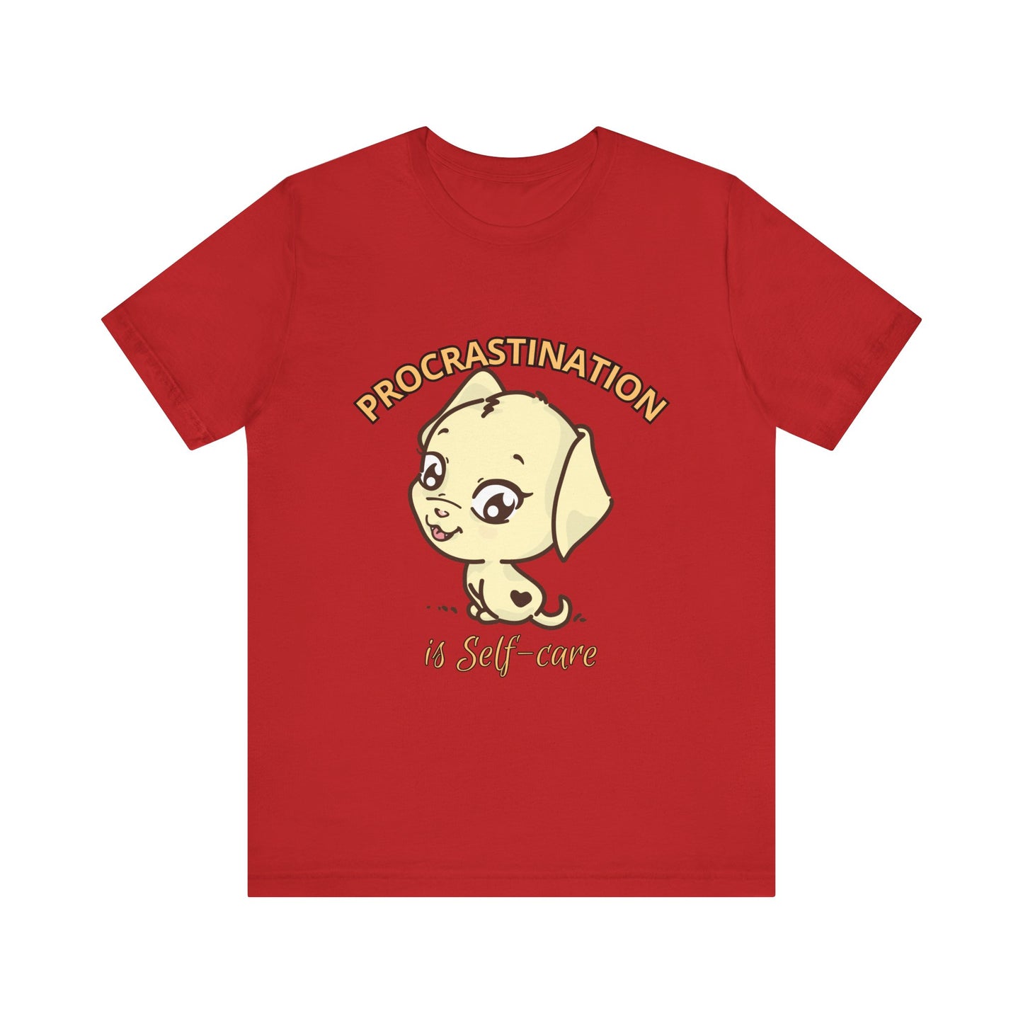 Procrastination is Self-Care Tee, Unisex Fashion T-Shirt, Cute Dog Graphic Tee, Relaxation Gift, Daily Comfort Top