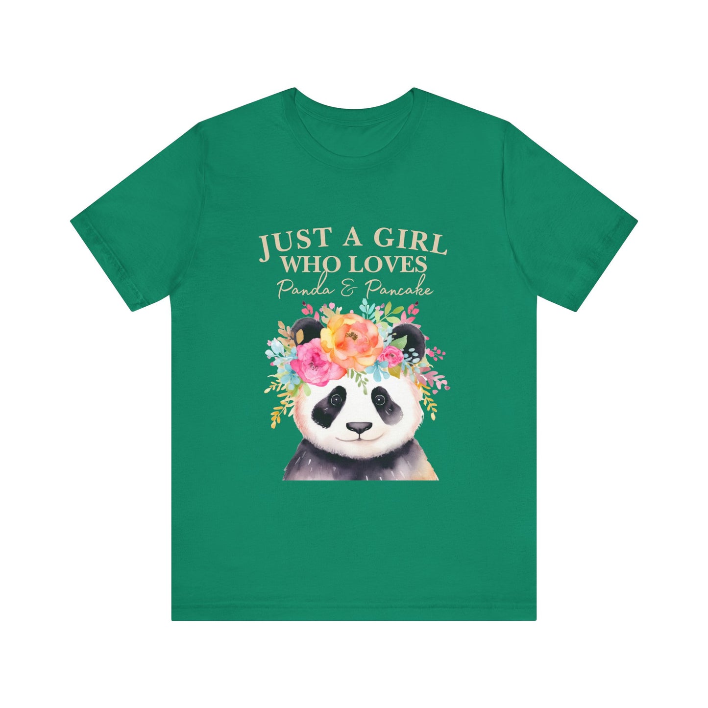 Adorable Panda Lover Tee - Just a Girl Who Loves Pandas & Pancakes, Cute Animal Shirt, Gift for Panda Fans, Casual Wear, Summer Top