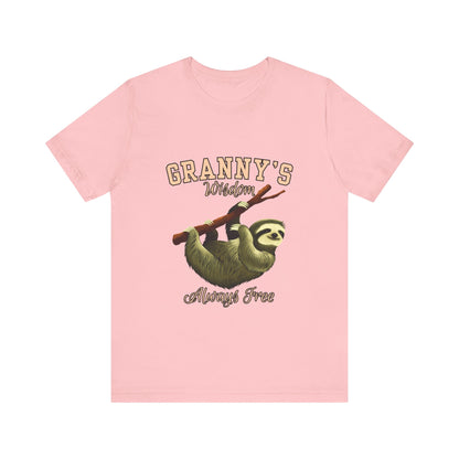 Sloth Wisdom Tee, Granny's Wisdom Shirt, Unisex Graphic Tee, Funny Sloth T-Shirt, Casual Wear, Gift for Nature Lovers