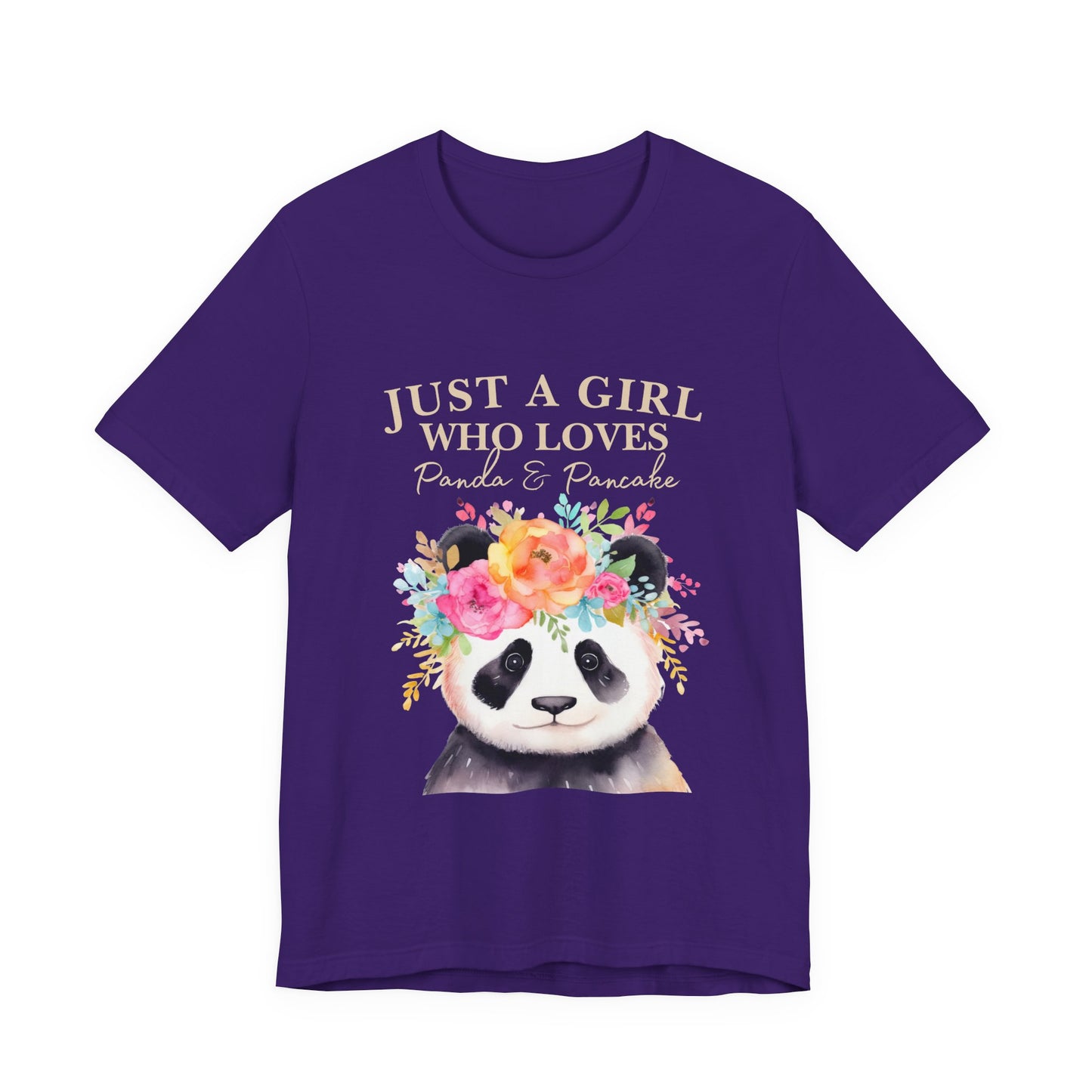 Adorable Panda Lover Tee - Just a Girl Who Loves Pandas & Pancakes, Cute Animal Shirt, Gift for Panda Fans, Casual Wear, Summer Top