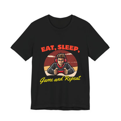 Gamer Lifestyle Tee - Eat, Sleep, Game & Repeat, Perfect for Gamers, Birthday Gift, Casual Wear, Gamer Apparel, Gaming Merchandise