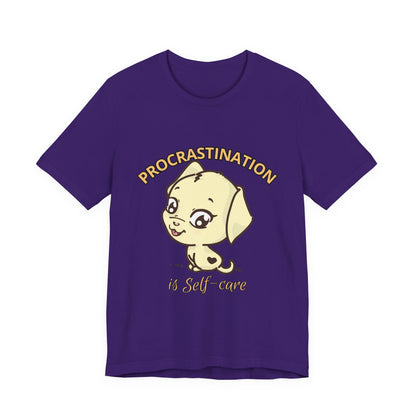 Procrastination is Self-Care Tee, Unisex Fashion T-Shirt, Cute Dog Graphic Tee, Relaxation Gift, Daily Comfort Top