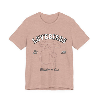 Lovebirds Unisex T-Shirt, Romantic Tee for Couples, Anniversary Gift, Valentine's Day Apparel, Gift for Her/Him, Cute Casual Wear
