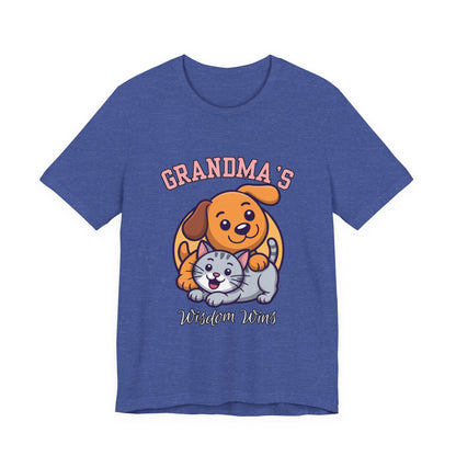 Grandma's Pet Love Tee - Cute Cat and Dog Design, Perfect Gift for Grandparents, Animal Lovers, Birthday, Family Gatherings, Casual Wear