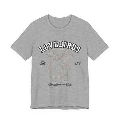 Lovebirds Unisex T-Shirt, Romantic Tee for Couples, Anniversary Gift, Valentine's Day Apparel, Gift for Her/Him, Cute Casual Wear