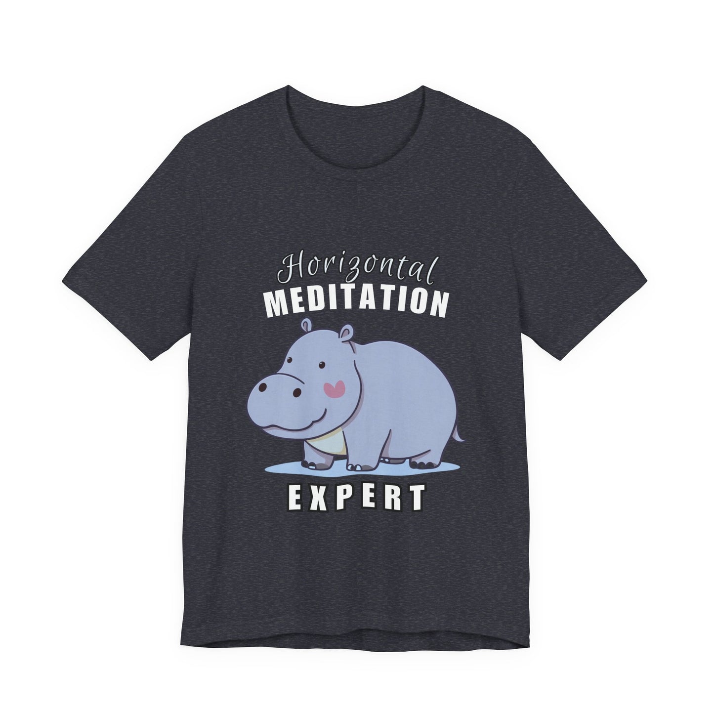 Hippo Horizontal Meditation Expert Tee - Fun Unisex Jersey Shirt for Relaxation, Gift for Yogis, Casual Wear, Mindfulness, Animal Lover