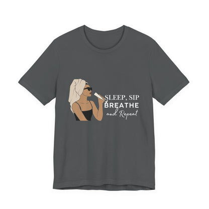 Girl's Sleep & Sip Tee, Relaxation Shirt, Fashionable Weekend Top, Gift for Her, Cozy Lounge Tee, Inspirational Daily Wear