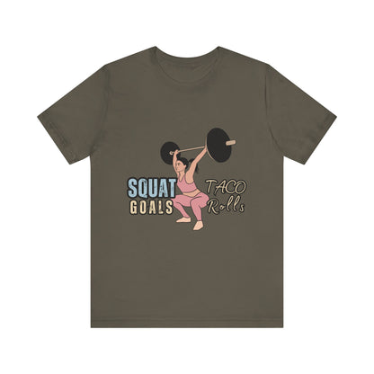 Squat Goals Unisex Jersey Tee, Funny Workout Shirt, Fitness Gift, Gym Apparel, Weightlifting Top, Motivational Tee