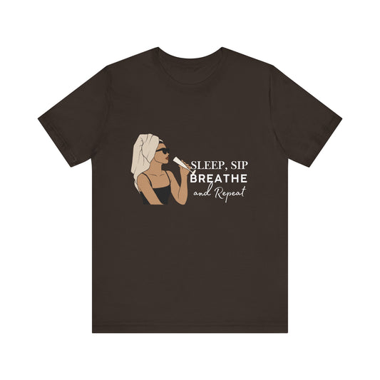 Girl's Sleep & Sip Tee, Relaxation Shirt, Fashionable Weekend Top, Gift for Her, Cozy Lounge Tee, Inspirational Daily Wear