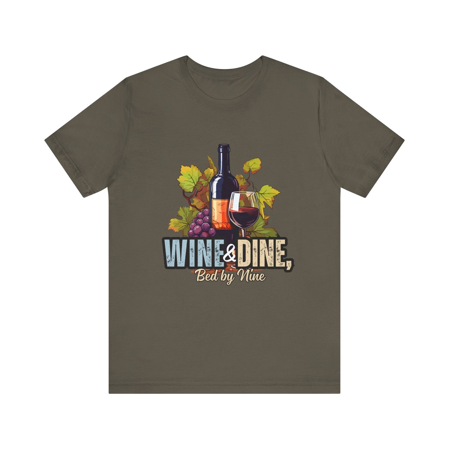 Wine & Dine Short Sleeve Tee | Perfect for Food Lovers, Wine Enthusiasts, Casual Gatherings, Gifts, Unisex Apparel