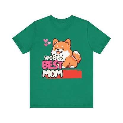 World's Best Mom Tee - Unisex Jersey Short Sleeve Shirt, Gift for Mother's Day, Cute Dog Design, Perfect for Moms, Gifts for Her