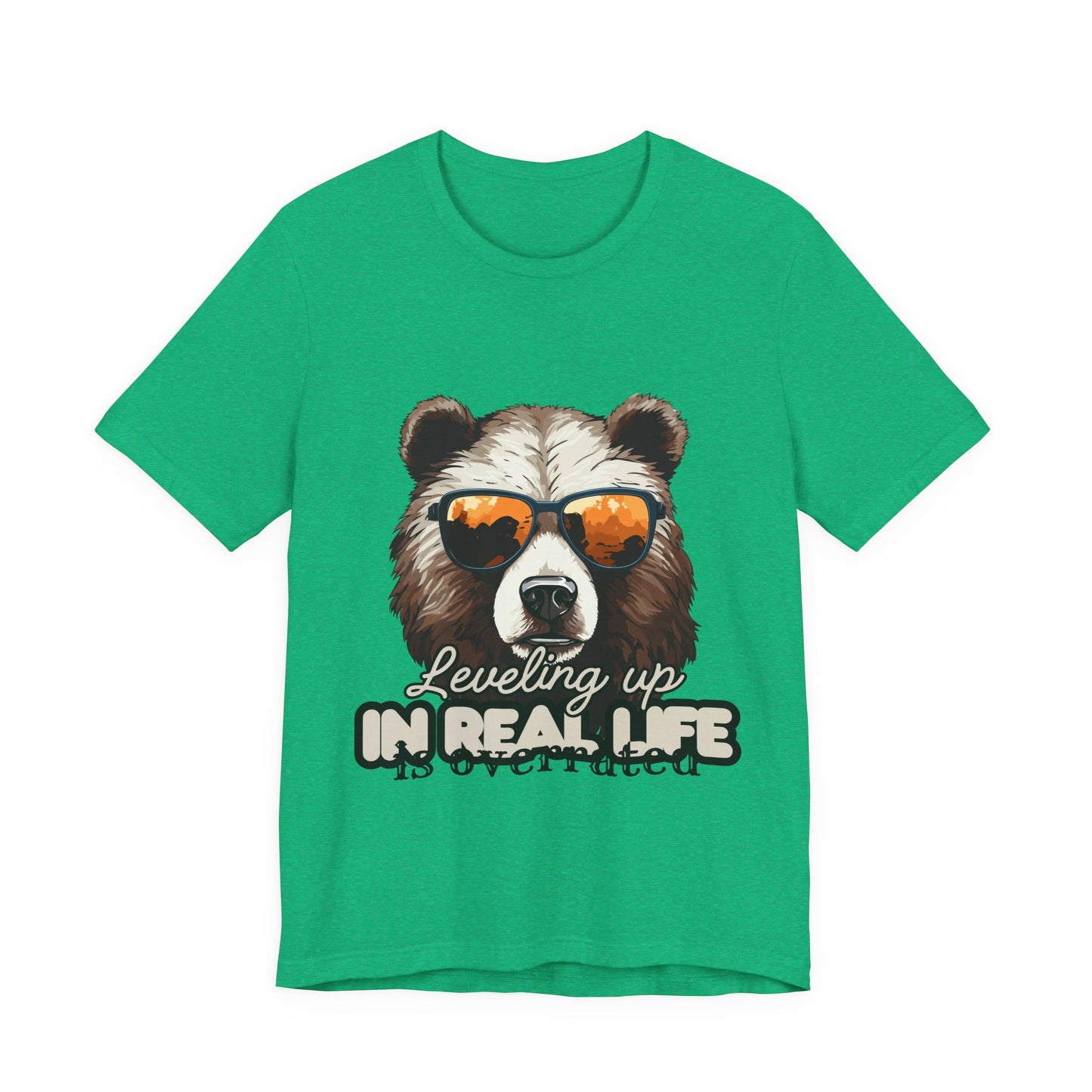 Cool Bear Graphic Tee, Leveling Up in Real Life, Funny T-Shirt for Nature Lovers, Gift for Birthday, Summer Wardrobe, Casual Wear