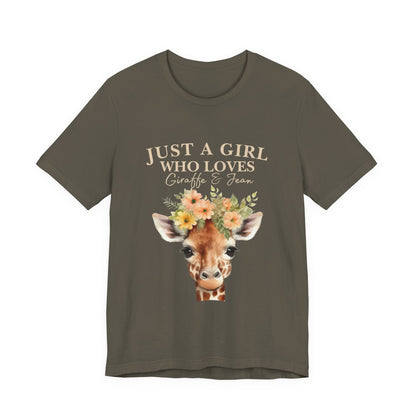 Just a Girl Who Loves Giraffes Tee, Cute Animal Lover Gift, Summer Casual Fashion, Birthday Tee, Nature Enthusiast Shirt