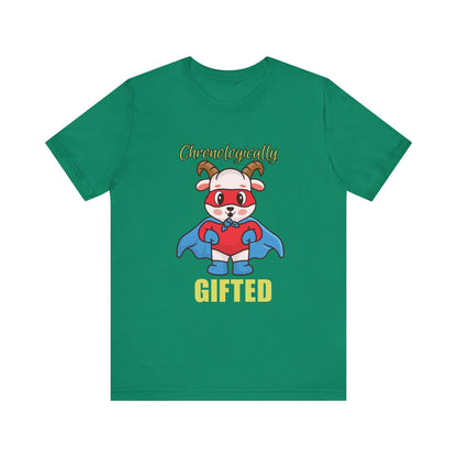 Chronologically Gifted Superhero Tee, Fun T-Shirt for Kids, Birthday Gift, Unisex Short Sleeve, Comfortable Casual Wear, Cute Pet [...]