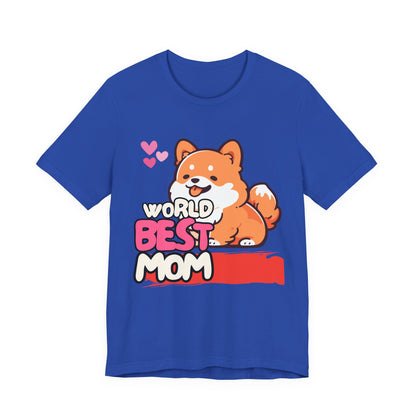 World's Best Mom Tee - Unisex Jersey Short Sleeve Shirt, Gift for Mother's Day, Cute Dog Design, Perfect for Moms, Gifts for Her