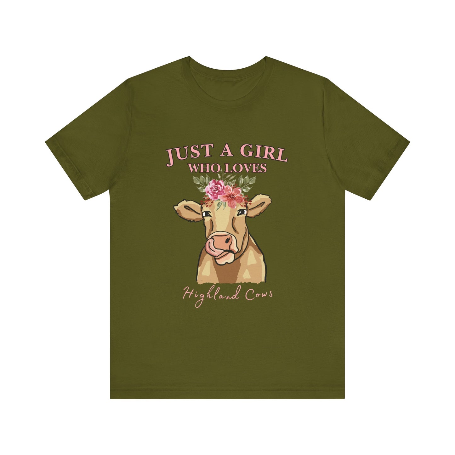 Highland Cow Lover Tee - Just a Girl Who Loves Highland Cows, Cute T-Shirt, Farmhouse Apparel, Gift for Animal Lovers, Summer Style