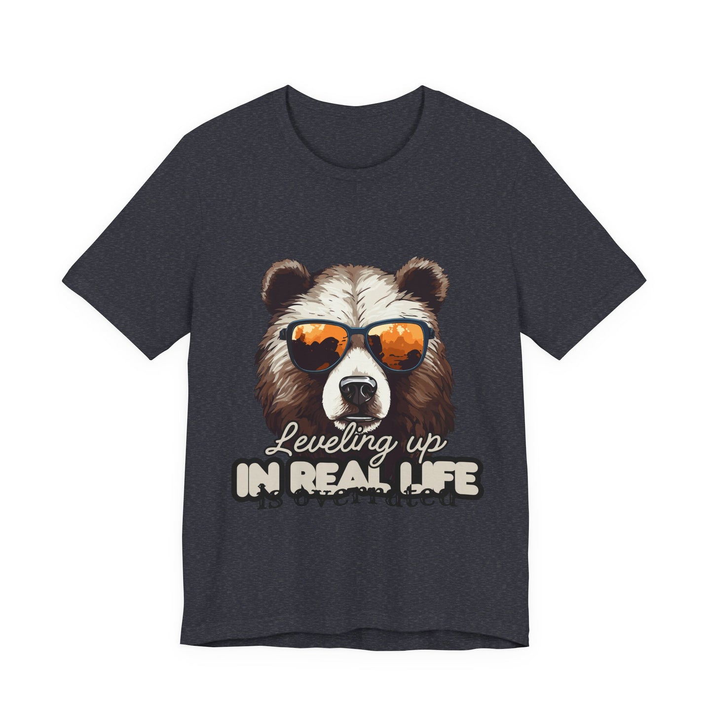 Cool Bear Graphic Tee, Leveling Up in Real Life, Funny T-Shirt for Nature Lovers, Gift for Birthday, Summer Wardrobe, Casual Wear