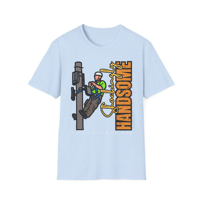 Handsome Lineman T-Shirt, Unisex Softstyle Tee, Great for Gifts, Work Apparel, Casual Wear, Electrician T-shirt, Gift for Electrician