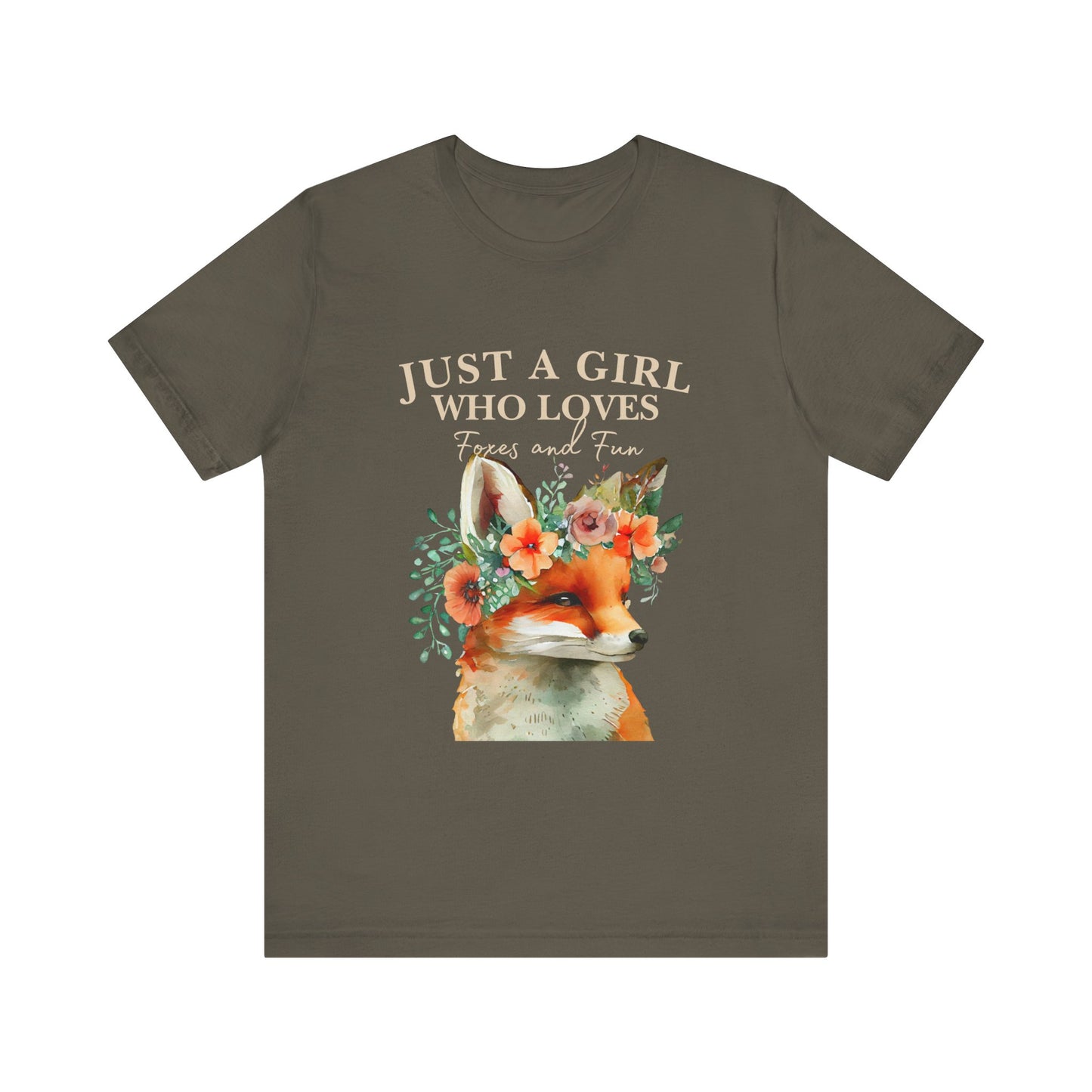 Just a Girl Who Loves Foxes Tee | Cute Animal Lovers Shirt, Gift for Her, Nature Tee, Floral T-Shirt, Birthday Gift