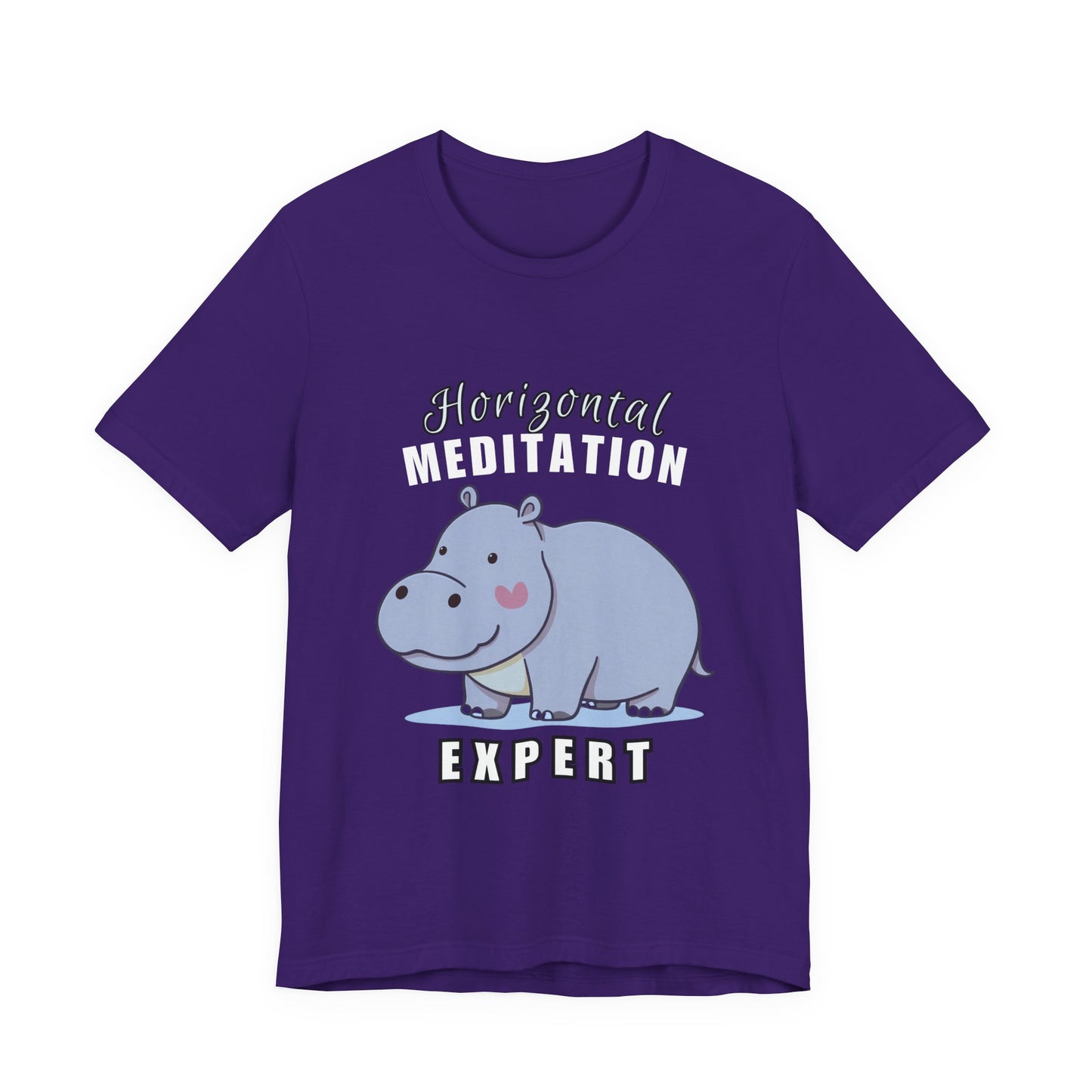 Hippo Horizontal Meditation Expert Tee - Fun Unisex Jersey Shirt for Relaxation, Gift for Yogis, Casual Wear, Mindfulness, Animal Lover