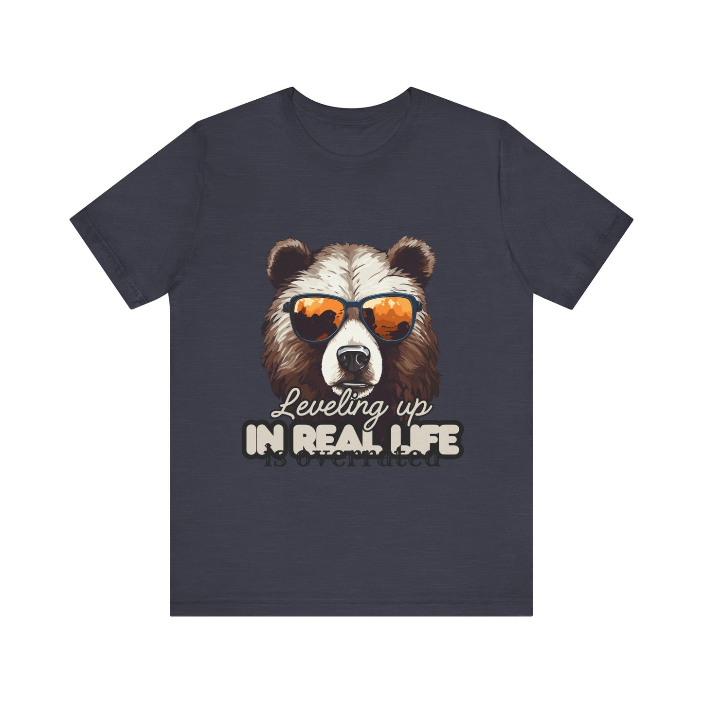 Cool Bear Graphic Tee, Leveling Up in Real Life, Funny T-Shirt for Nature Lovers, Gift for Birthday, Summer Wardrobe, Casual Wear