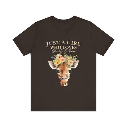 Just a Girl Who Loves Giraffes Tee, Cute Animal Lover Gift, Summer Casual Fashion, Birthday Tee, Nature Enthusiast Shirt