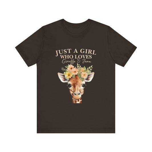 Just a Girl Who Loves Giraffes Tee, Cute Animal Lover Gift, Summer Casual Fashion, Birthday Tee, Nature Enthusiast Shirt