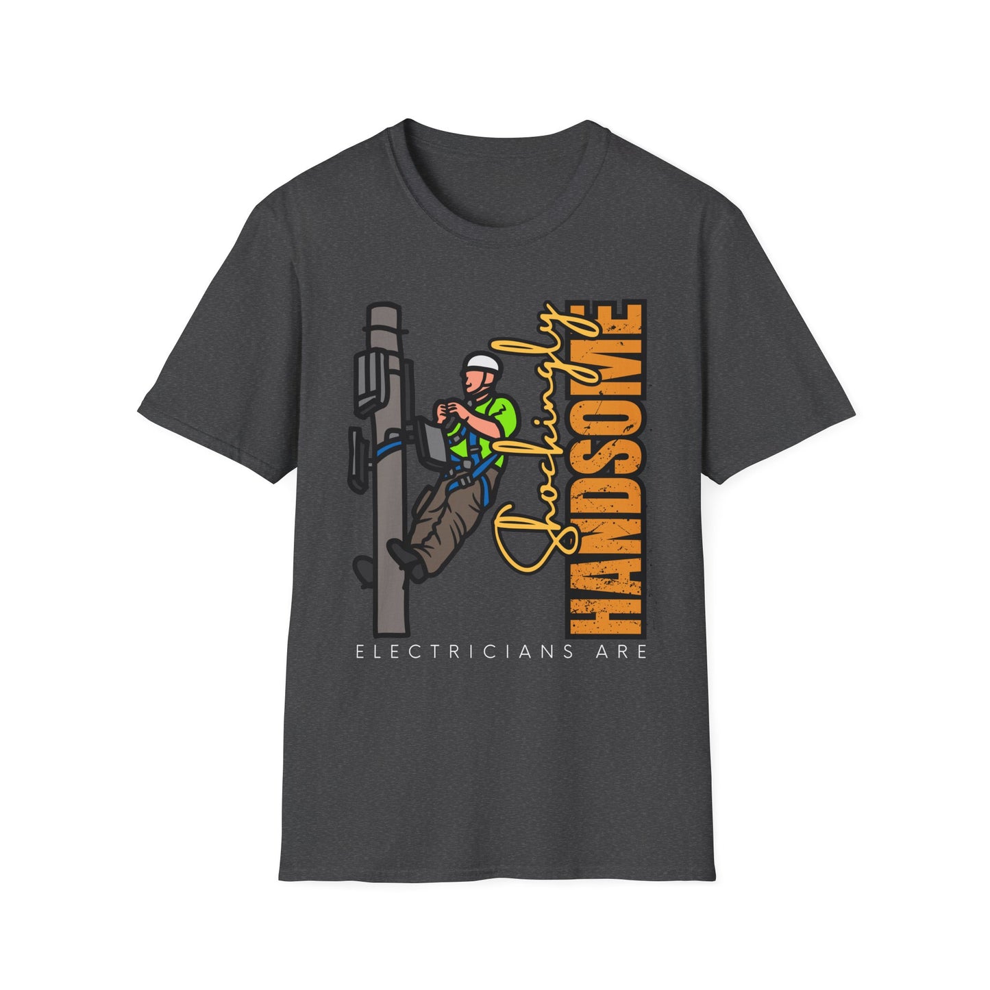 Handsome Lineman T-Shirt, Unisex Softstyle Tee, Great for Gifts, Work Apparel, Casual Wear, Electrician T-shirt, Gift for Electrician