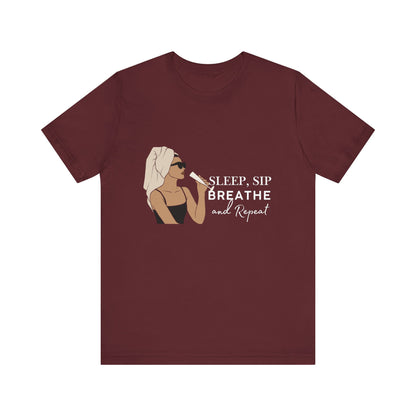 Girl's Sleep & Sip Tee, Relaxation Shirt, Fashionable Weekend Top, Gift for Her, Cozy Lounge Tee, Inspirational Daily Wear