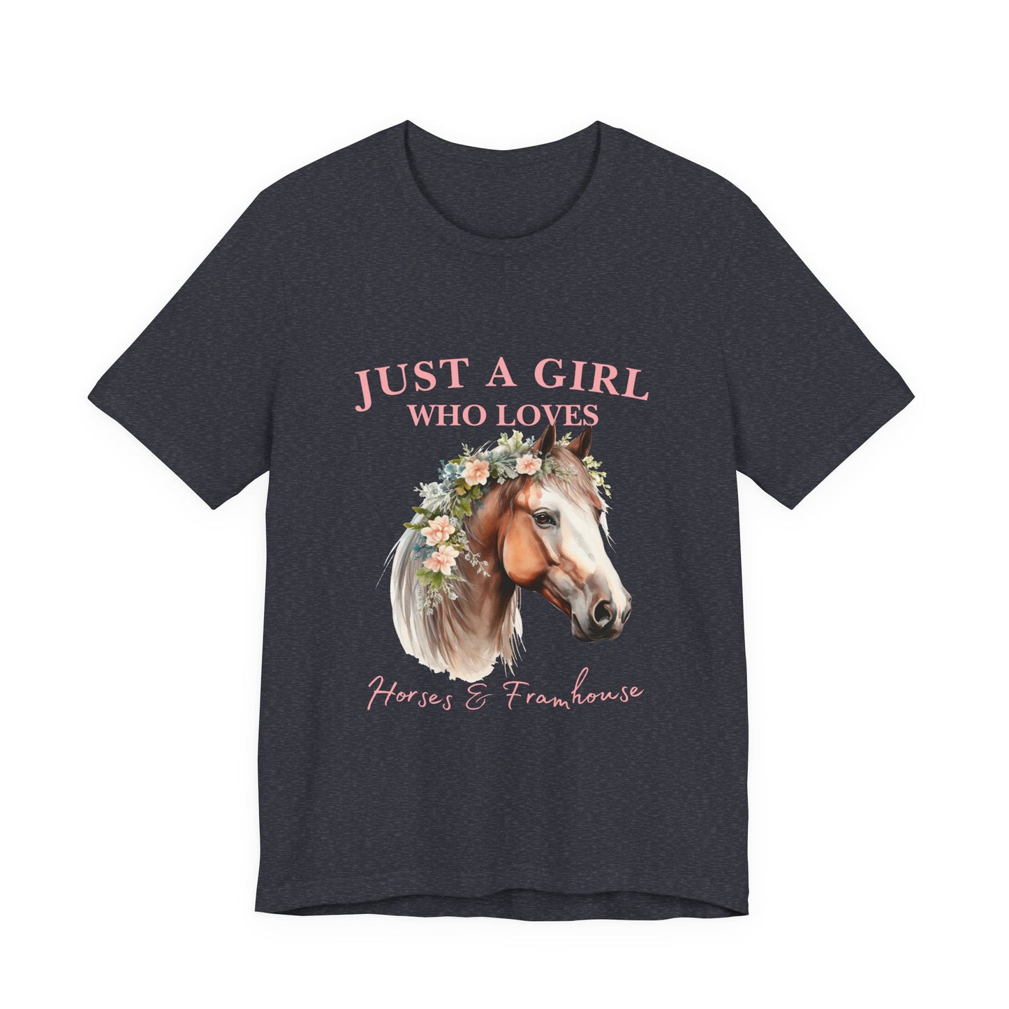 Just a Girl Who Loves Horses Jersey Tee | Equestrian Gift | Horse Lover T-Shirt | Floral Graphic Tee | Birthday Gift