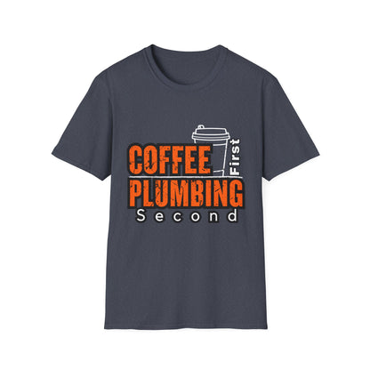 Coffee Plumbing Unisex Softstyle T-Shirt, Funny Coffee Lover Gift, DIY Plumbing Humor Tee, Casual Wear, Everyday Comfort