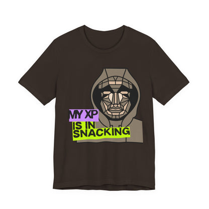 Snack Gaming Short Sleeve Tee, Funny Gamer T-Shirt, Gift for Gamers, Casual Wear, Snack Lover Tee, Unique Graphic Tee