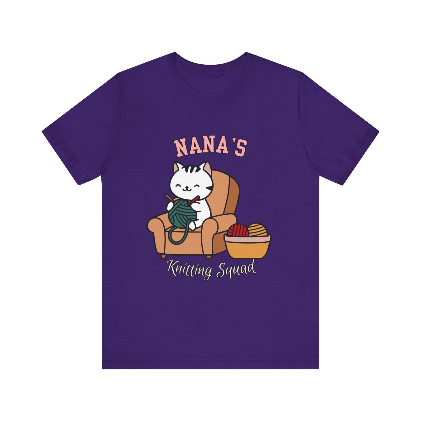 Nana's Knitting Squad Unisex Tee, Cozy Gift, Knitting Lover Shirt, Cat Lover Style, Cute Crafting Apparel, Fun Gift for Grandma