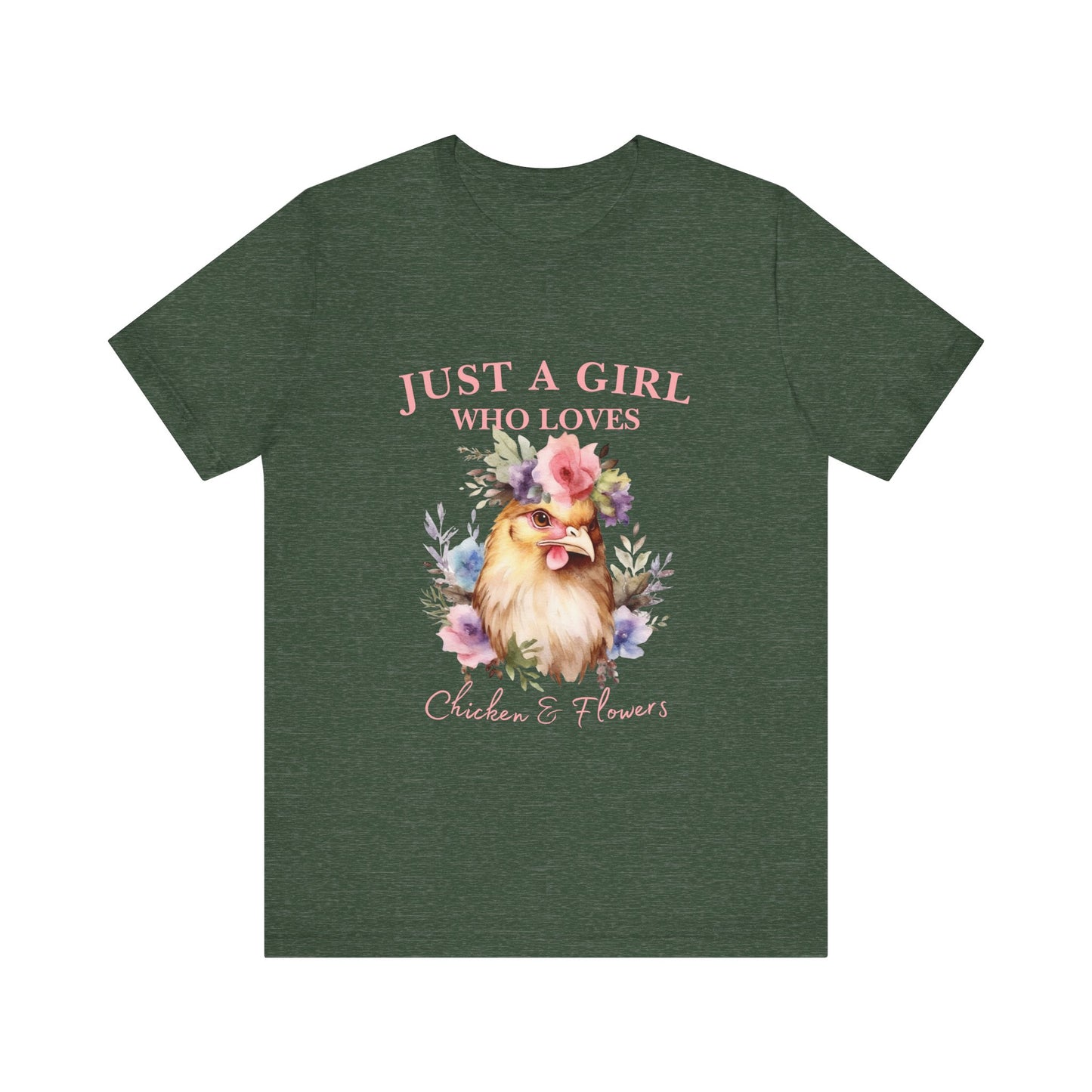 Just a Girl Who Loves Chickens Tee, Funny Farm Animal Shirt, Floral Graphic Tee, Gift for Chicken Lovers, Farmhouse Fashion
