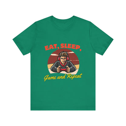 Gamer Lifestyle Tee - Eat, Sleep, Game & Repeat, Perfect for Gamers, Birthday Gift, Casual Wear, Gamer Apparel, Gaming Merchandise