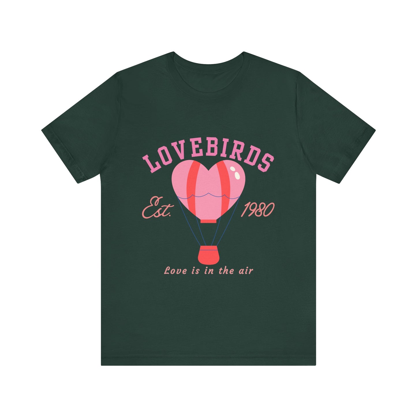 Lovebirds Hot Air Balloon Tee, Cute Couples Shirt, Anniversary Gift, Valentine's Day Gift, Summer Vibes Tee, Love Is In The Air Shirt