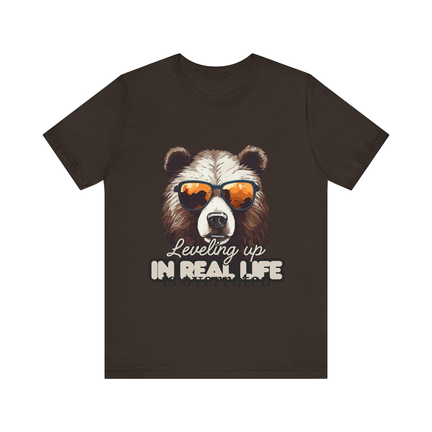 Cool Bear Graphic Tee, Leveling Up in Real Life, Funny T-Shirt for Nature Lovers, Gift for Birthday, Summer Wardrobe, Casual Wear