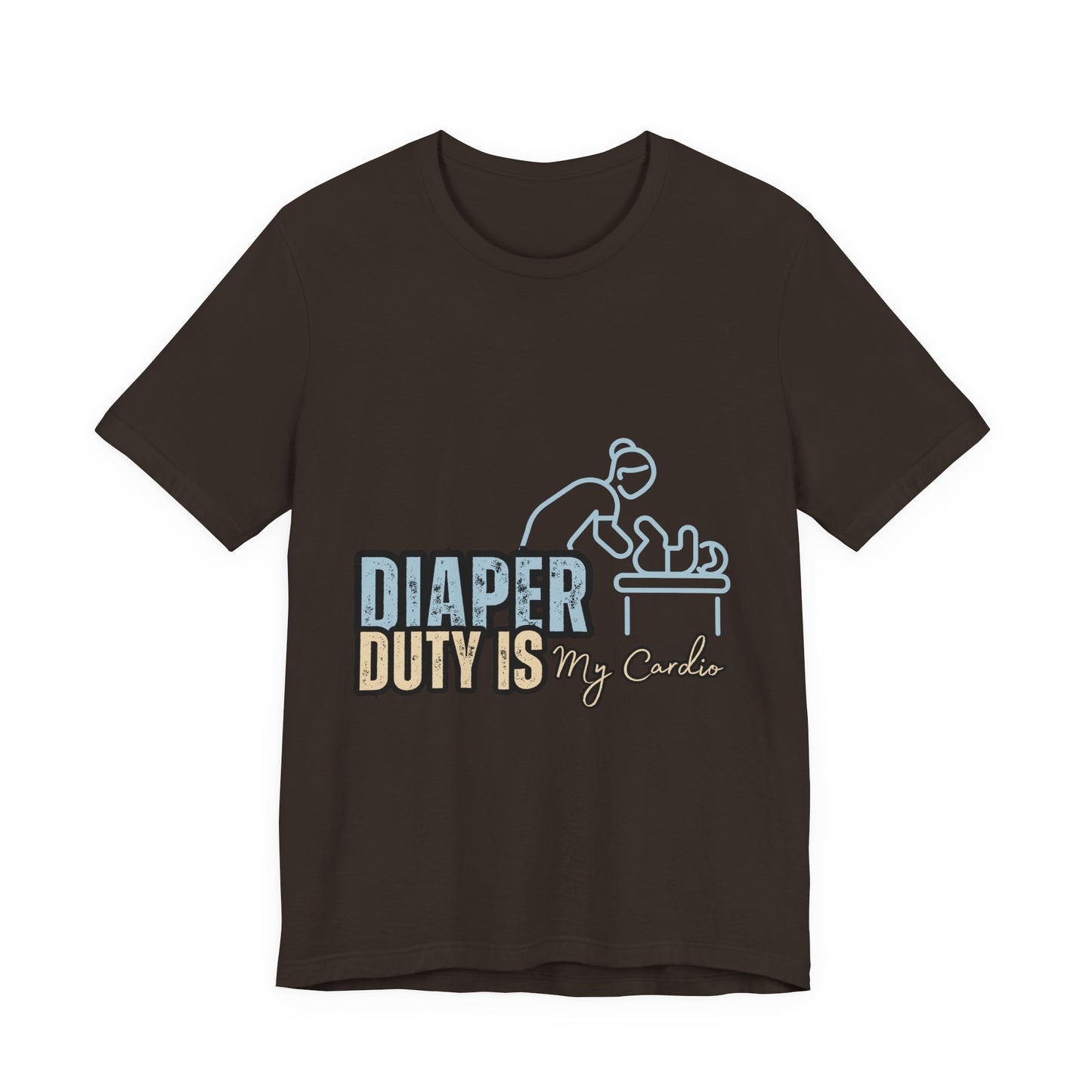 Diaper Duty Is My Cardio Tee, Funny Parent T-Shirt, Baby Shower Gift, Dad Humor Shirt, New Mom Gift, Unisex Short Sleeve Tee